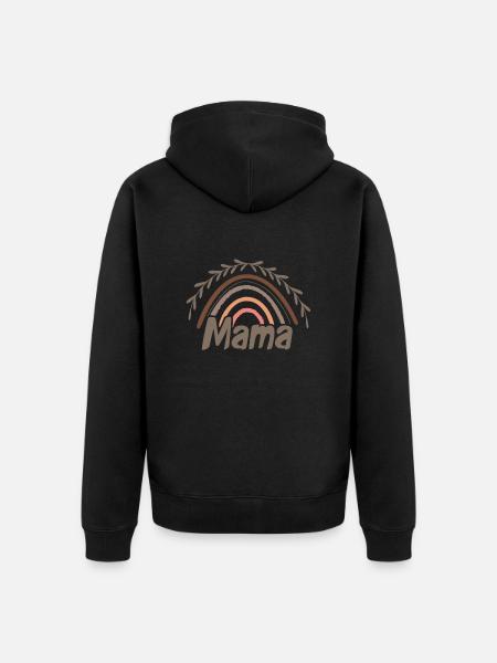 Mama Pastel Rainbow Love - Unisex Premium Organic Zip Hoodie - black