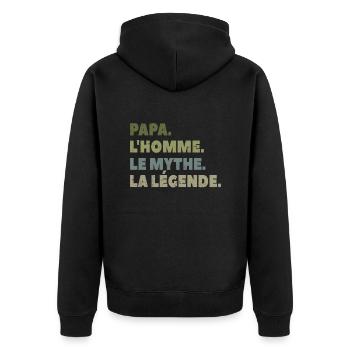 Papa l homme le mythe la légende - Veste à capuche bio Premium Unisexe - noir - Dos - Nico (187cm)