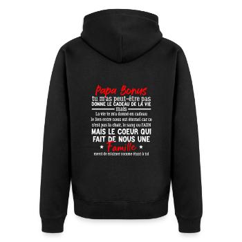 Papa bonus TU NE M’AS PEUT-ÊTRE PAS DONNE LE CADEA - Veste à capuche bio Premium Unisexe - noir - Dos - Nico (187cm)