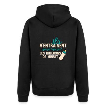 Les joies du biberon de minuit - Veste à capuche bio Premium Unisexe - noir - Dos - Nico (187cm)