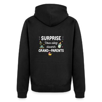 Body Bébé Annonce Grossesse Grands-parents - Veste à capuche bio Premium Unisexe - noir - Dos - Nico (187cm)