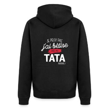 Je Peux Pas J'ai Bêtise Avec Ma Tata - Veste à capuche bio Premium Unisexe - noir - Dos - Nico (187cm)