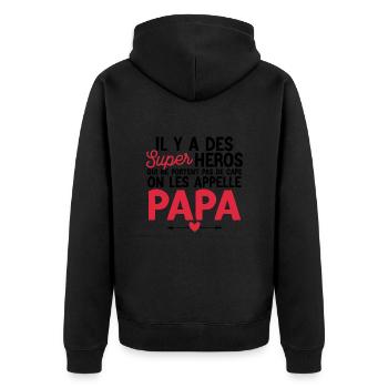Super-héros Sans Cape : Les Papas Extraordinaires - Veste à capuche bio Premium Unisexe - noir - Dos - Nico (187cm)