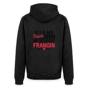 Super-héros Sans Cape : Les Frangins - Veste à capuche bio Premium Unisexe - noir - Dos - Nico (187cm)
