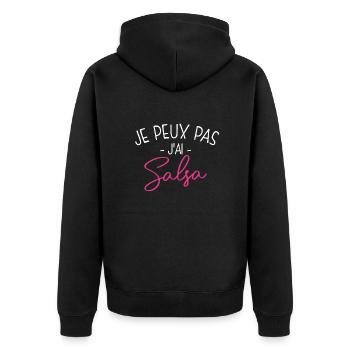 Pas Dispo, Salsa M'appelle - Veste à capuche bio Premium Unisexe - noir - Dos - Nico (187cm)