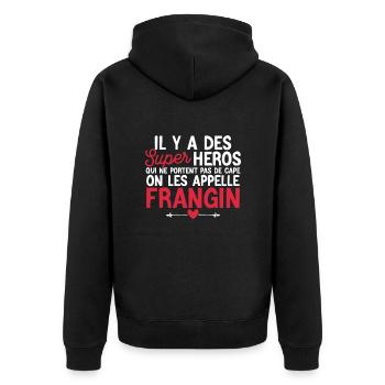 Super Héros Sans Cape - Frangin - Veste à capuche bio Premium Unisexe - noir - Dos - Nico (187cm)