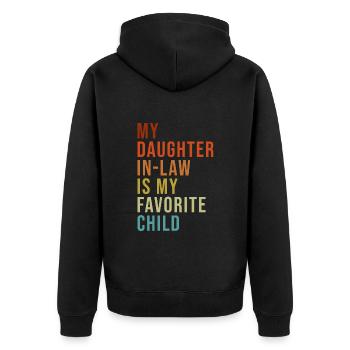 Meine Schwiegertochter ist mein Lieblingskind - Unisex Premium Bio Zip Hoodie - Schwarz - Hinten - Nico (187cm)