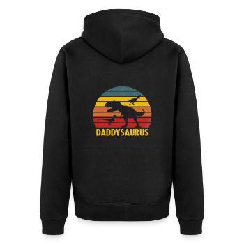 Daddysaurus - Unisex Premium Organic Zip Hoodie - black - Back - Nico (187cm)