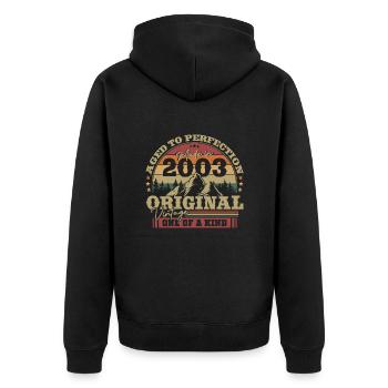 Original 2003 Celebrating 20 Years of Legend - Unisex Premium Bio Zip Hoodie - Schwarz - Hinten - Nico (187cm)