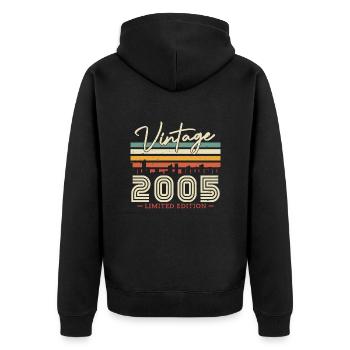Original 2005 Celebrating 18 Years of Legend - Unisex Premium Bio Zip Hoodie - Schwarz - Hinten - Nico (187cm)