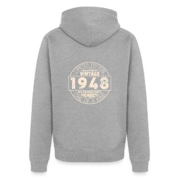 Edition limitée à partir de 1948 - Veste à capuche bio Premium Unisexe - gris chiné - Dos - Nico (187cm)