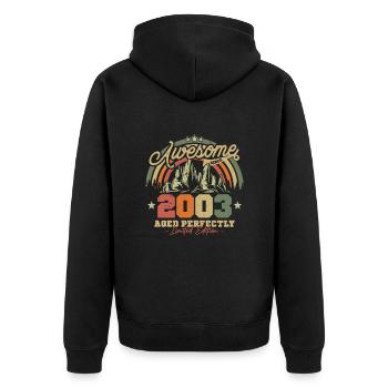 Vintage and retro birthday gift 2003 - Unisex Premium Organic Zip Hoodie - black - Back - Nico (187cm)