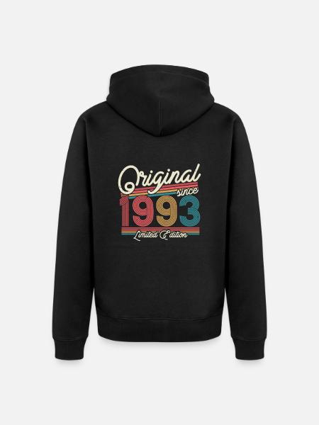 Cool retro birthday present 1993 - Unisex Premium Organic Zip Hoodie - black