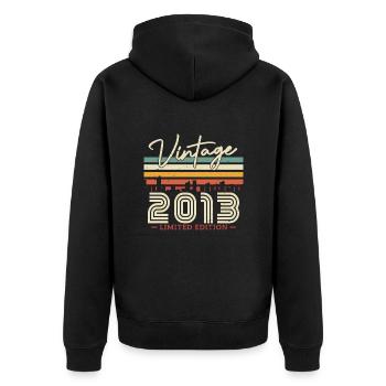 Vintage and retro birthday gift 2013 - Unisex Premium Organic Zip Hoodie - black - Back - Nico (187cm)