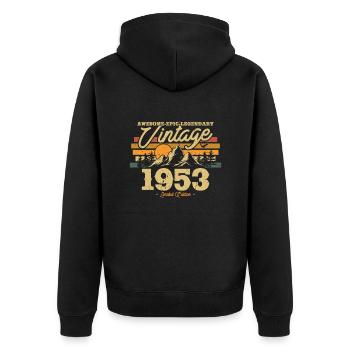 Cadeau Anniversaire Vintage 1953 - Veste à capuche bio Premium Unisexe - noir - Dos - Nico (187cm)