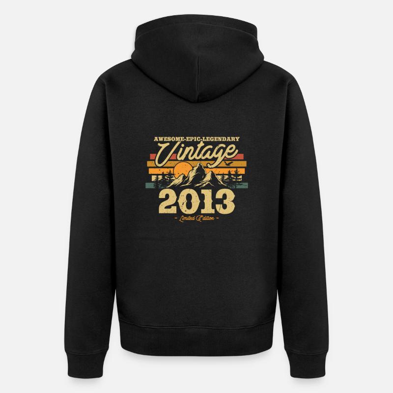 2013 Retro Jubiläum Geschenk - Unisex Premium Bio Zip Hoodie - Schwarz