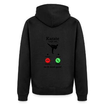 Karate Roept Me - Unisex Premium Bio Zip Hoodie - Schwarz - Hinten - Nico (187cm)