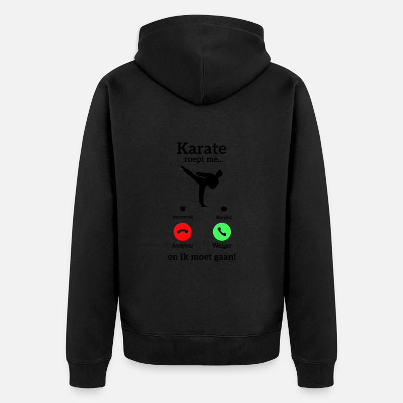 Karate Roept Me - Unisex Premium Bio Zip Hoodie - Schwarz