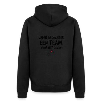 Vader en dochter voor het leven - Unisex Premium Bio Zip Hoodie - Schwarz - Hinten - Nico (187cm)