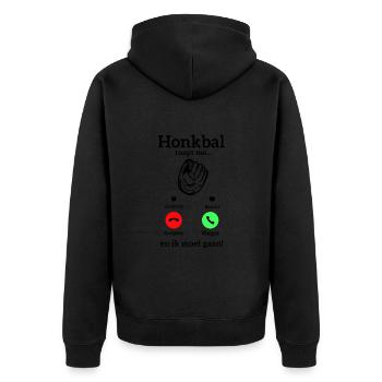 Honkbal passie - Unisex Premium Bio Zip Hoodie - Schwarz - Hinten - Nico (187cm)