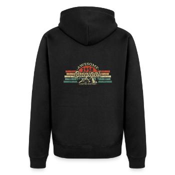 Geburtstagsgeschenk geboren 1958 - Unisex Premium Bio Zip Hoodie - Schwarz - Hinten - Nico (187cm)