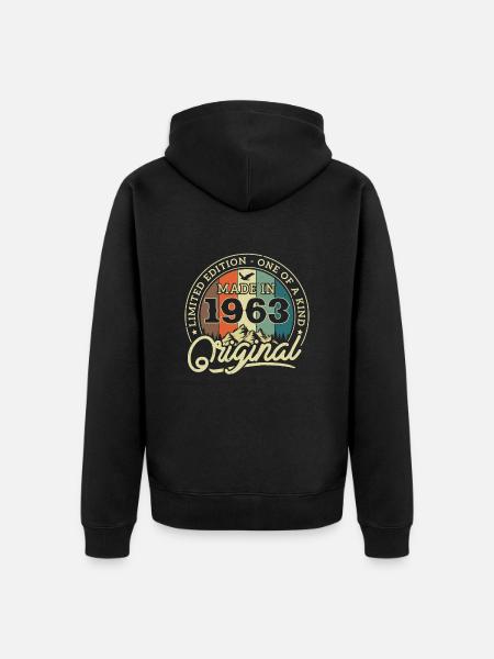Cadeau d’anniversaire né en 1963 - Veste à capuche bio Premium Unisexe - noir