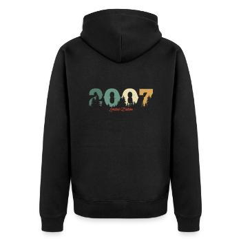 Birthday Gift Vintage Forest 2007 - Unisex Premium Organic Zip Hoodie - black - Back - Nico (187cm)