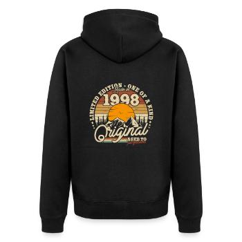 Vintage 1998 Geburtstagsgeschenk - Unisex Premium Bio Zip Hoodie - Schwarz - Hinten - Nico (187cm)