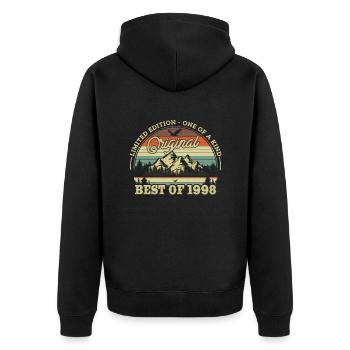 Vintage 1998 Geburtstagsgeschenk - Unisex Premium Bio Zip Hoodie - Schwarz - Hinten - Nico (187cm)