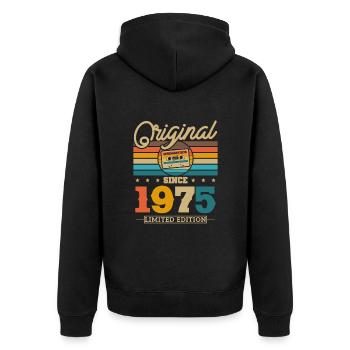 Birthday present 1975 - Unisex Premium Organic Zip Hoodie - black - Back - Nico (187cm)