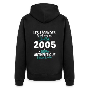 Cadeau Anniv. Juillet 2005, 18 ans - Veste à capuche bio Premium Unisexe - noir - Dos - Nico (187cm)