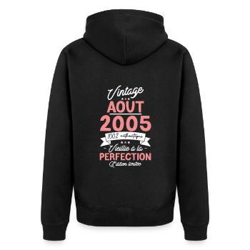 Cadeau Anniversaire août 2005 - Veste à capuche bio Premium Unisexe - noir - Dos - Nico (187cm)