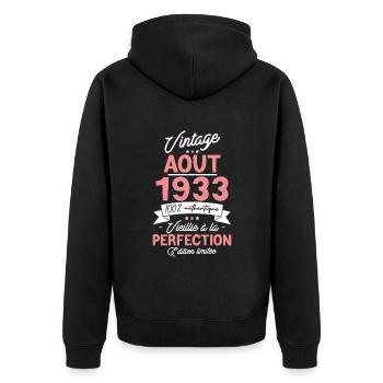 Surprise Août 1933 - Veste à capuche bio Premium Unisexe - noir - Dos - Nico (187cm)
