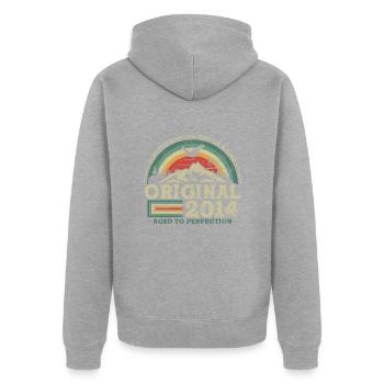 Geschenk Geburtstag 2014 - Unisex Premium Organic Zip Hoodie - heather grey - Back - Nico (187cm)