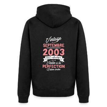 Cadeau Anniversaire septembre 2003 20 ans - Veste à capuche bio Premium Unisexe - noir - Dos - Nico (187cm)