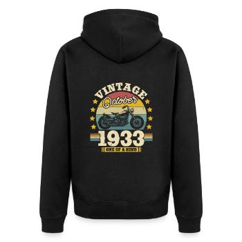 Geschenk Geburtstag Oktober 1933 90 Jahre - Veste à capuche bio Premium Unisexe - noir - Dos - Nico (187cm)