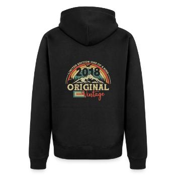 Birthday Gift Vintage 2018, 5 years - Unisex Premium Organic Zip Hoodie - black - Back - Nico (187cm)