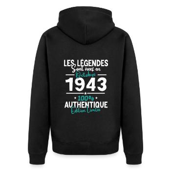 Legends of October 1943 - 80 years - Unisex Premium Organic Zip Hoodie - black - Back - Nico (187cm)