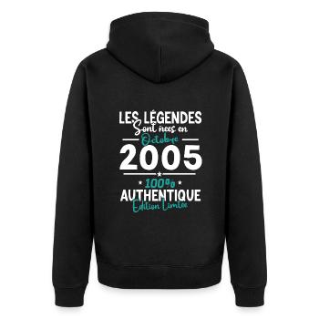 The Legends of October 2005 - 18 years - Unisex Premium Organic Zip Hoodie - black - Back - Nico (187cm)