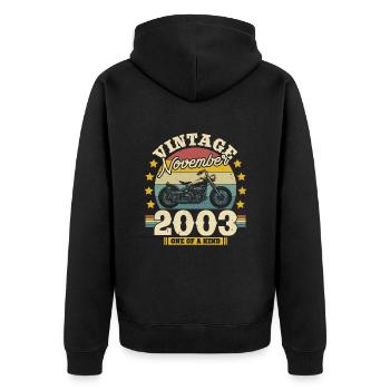 Vintage Novembre 2003 20 ans Unique - Veste à capuche bio Premium Unisexe - noir - Dos - Nico (187cm)