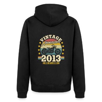 Vintage Novembre 2013 - 10 ans - Unique - Veste à capuche bio Premium Unisexe - noir - Dos - Nico (187cm)