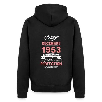 Vintage Décembre 1953 70 Ans - Veste à capuche bio Premium Unisexe - noir - Dos - Nico (187cm)