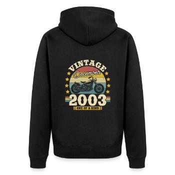 Vintage Dezember 2003 20 Jahre - Unisex Premium Organic Zip Hoodie - black - Back - Nico (187cm)