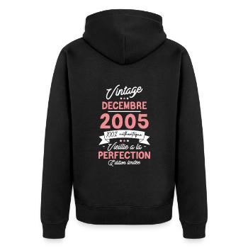 Vintage Décembre 2005 18 Ans - Veste à capuche bio Premium Unisexe - noir - Dos - Nico (187cm)