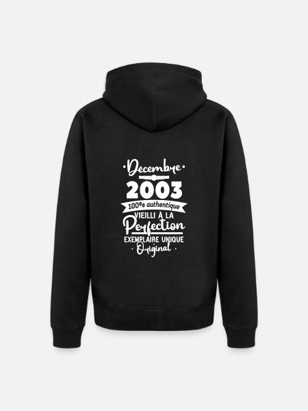 Décembre 2003 20 Ans - Veste à capuche bio Premium Unisexe - noir