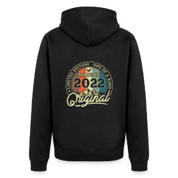 Vintage 2022 - Half Year Birthday Gift - Unisex Premium Organic Zip Hoodie - black - Back - Nico (187cm)