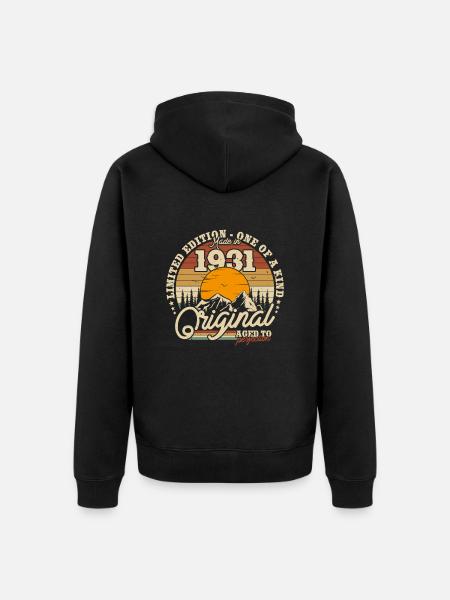 Cadeau Millésime 1931 - Veste à capuche bio Premium Unisexe - noir