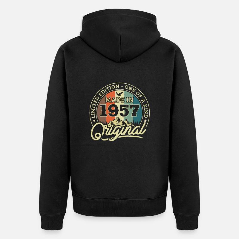 Cadeau Millésime 1957 - Veste à capuche bio Premium Unisexe - noir