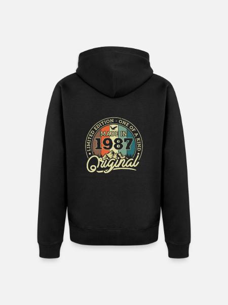 Cadeau Millésime 1987 - Veste à capuche bio Premium Unisexe - noir