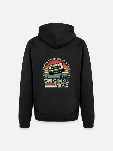 Vintage 1972 Geschenkidee - Premium økologisk unisex-hættejakke - sort